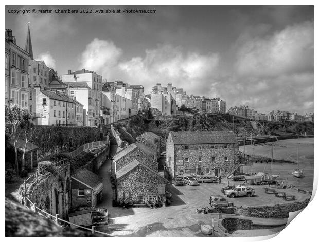 The Sailing Club Tenby, Black and White Print by Martin Chambers