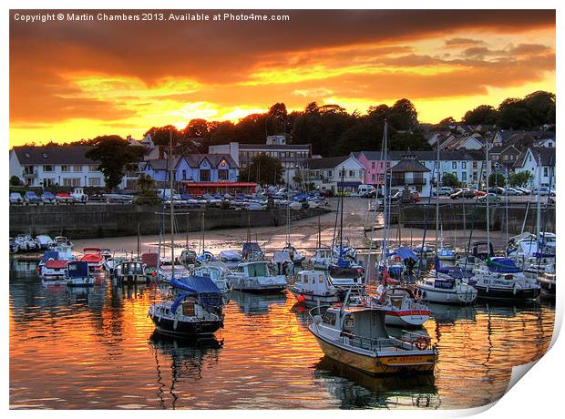 Saundersfoot Harbour Sunset Print by Martin Chambers