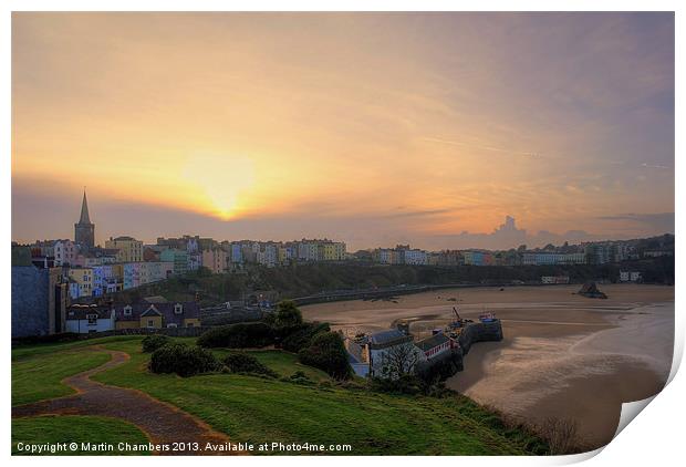 Dusk over Tenby Print by Martin Chambers