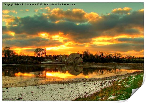 Sunset Over Tidal Mill Print by Martin Chambers