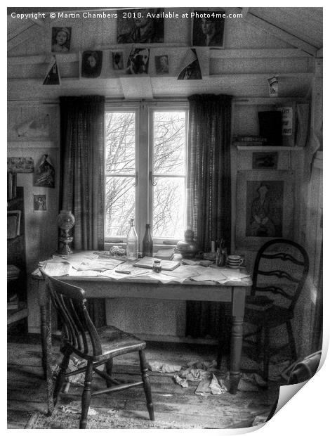 Dylans Desk in The Writing Shed  Print by Martin Chambers