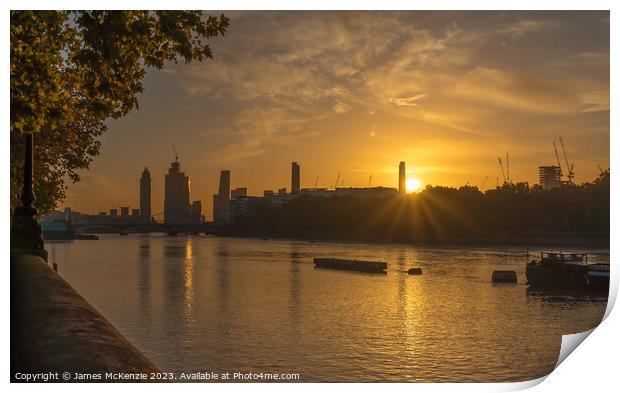 Sunrise On The River Thames London Print by James McKenzie