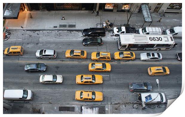 New York taxis Print by Stuart Barnes