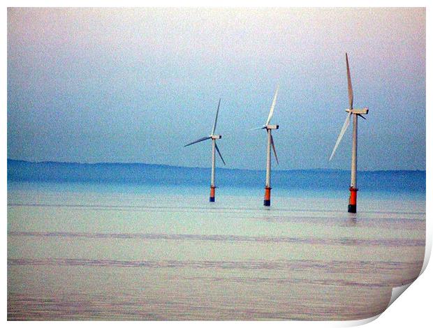 windmills at sea Print by TERENCE O'NEILL