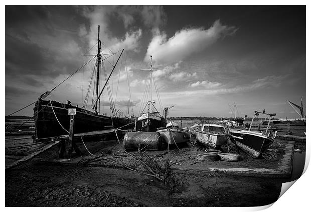 Boats at Pin Mill Print by Robin East