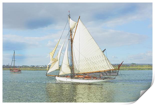  Classic Yacht on the River Blackwater Print by Robin East