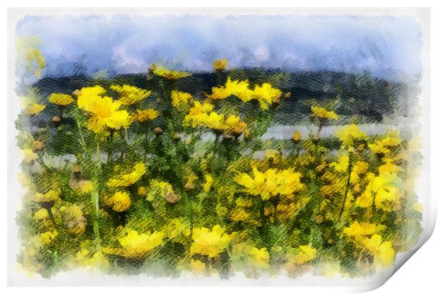 Yellow landscape Print by Michael Goyberg