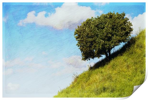 The tree on the hill (var 2) Print by Michael Goyberg