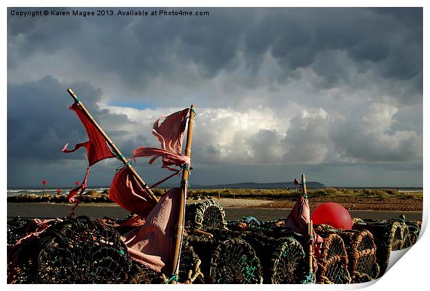 Ragged Flags and Lobster Pots Print by Karen Magee