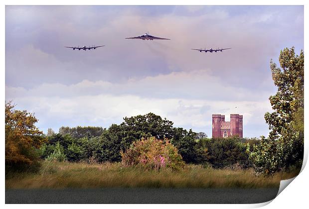  Avro Trio over Tattershall Castle Print by Jason Green