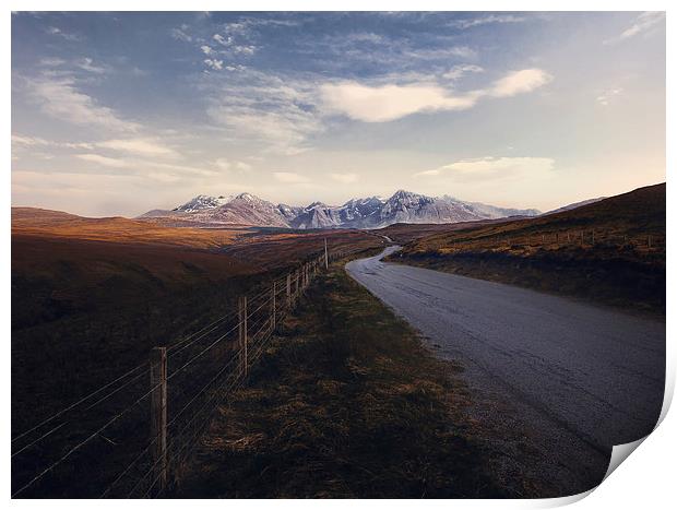  Road to Cuillin mountains. Print by andrew bagley
