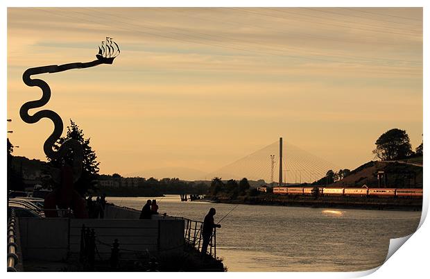 Fishing at dusk Print by Stephen McLaughlin