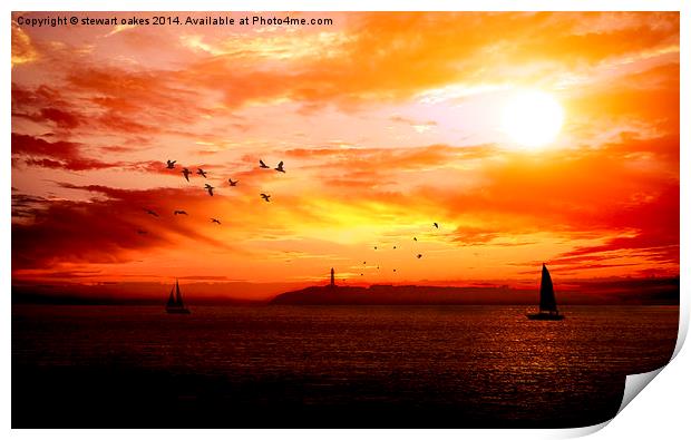 Sail into the night Print by stewart oakes