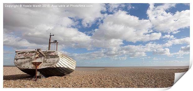  Fishing boat basking on the beach. Print by Howie Marsh