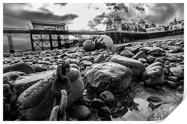 Penarth Pier on the rocks Print by Rob Jones