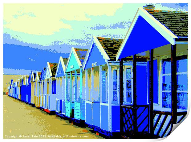 Poster style Southwold beach huts. Print by Janet Tate