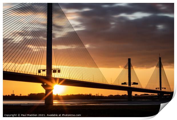 Sunset from the Mersey Gateway Bridge Print by Paul Madden