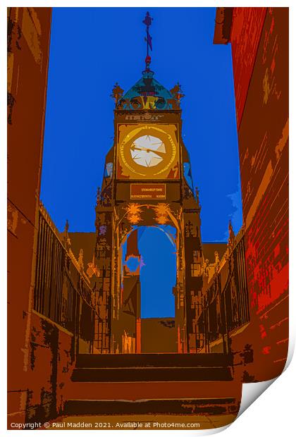 Chester walls clock Print by Paul Madden
