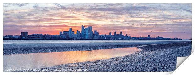 Liverpool waterfront sunrise panorama Print by Paul Madden