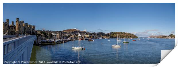 Conwy Castle and Marina Panorama Print by Paul Madden