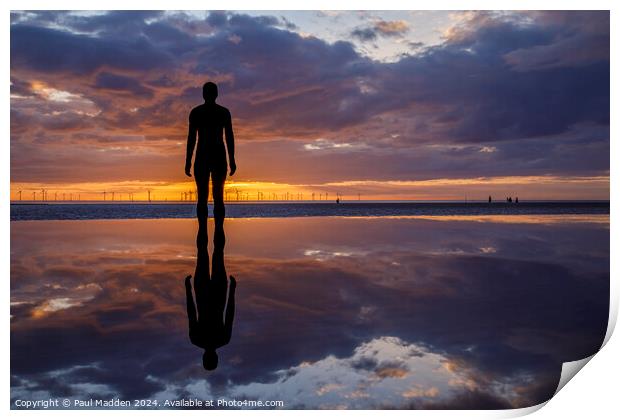 Reflections at Crosby Beach Print by Paul Madden