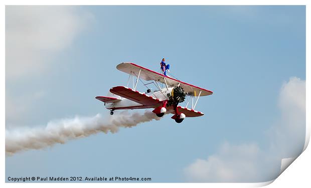 Wingwalker Southport air show 2 Print by Paul Madden