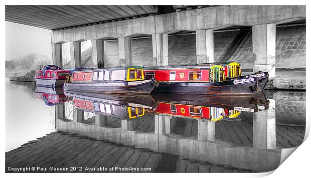 Canal Barges Under The Bridge Print by Paul Madden