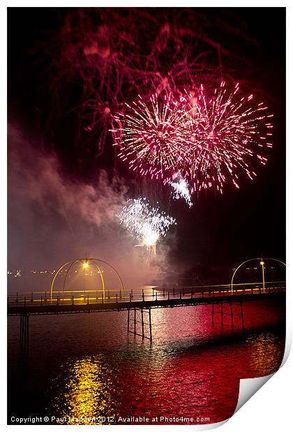 Southport Musical Fireworks Red Print by Paul Madden
