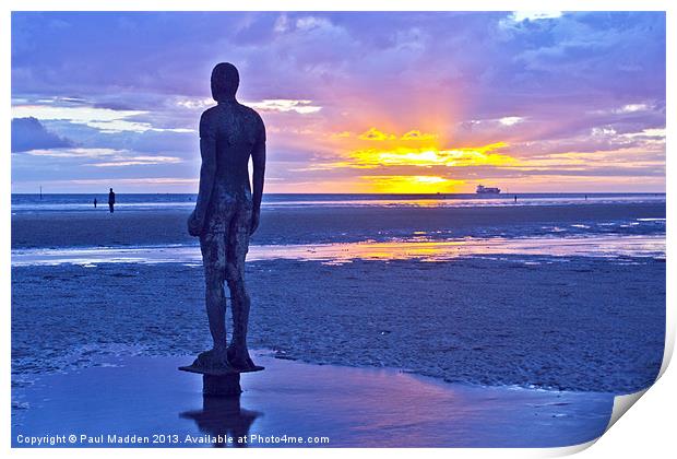 Crosby Beach Iron Man Sunset Print by Paul Madden