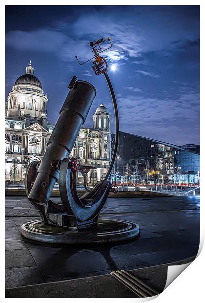Telescope at the Pier Head Print by Paul Madden