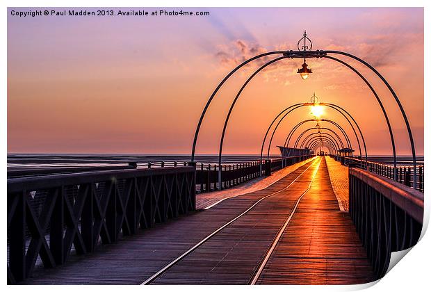 Southport Pier At Sunset Print by Paul Madden