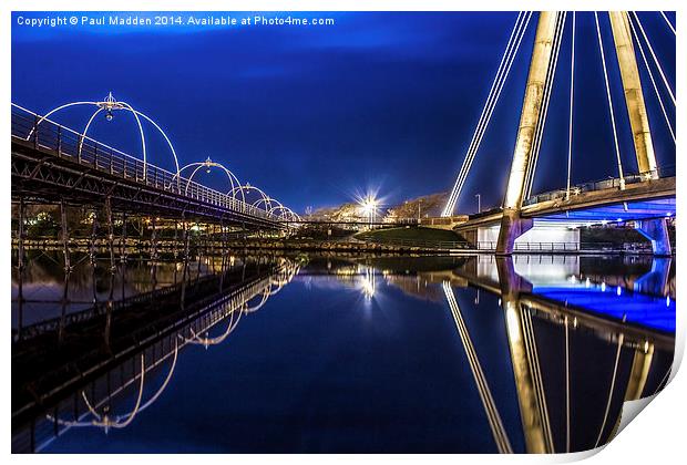 Two Southport Bridges Print by Paul Madden