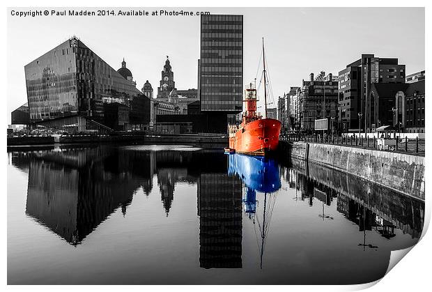Canning Dock Red And Blue Print by Paul Madden