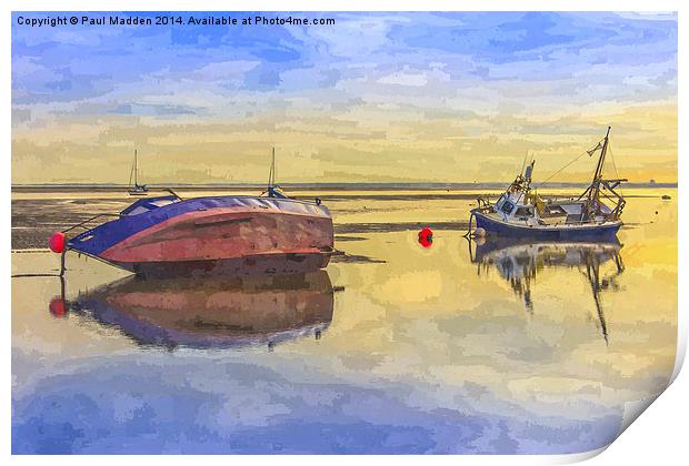 Boats in the morning Print by Paul Madden