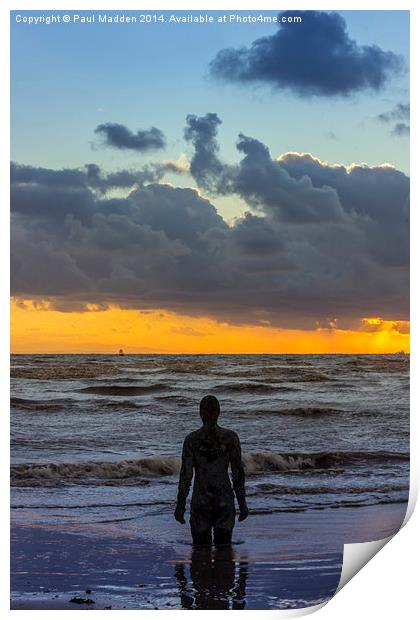Solitary Iron Man at Crosby Beach Print by Paul Madden