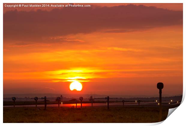 Sunset at Liverpool Airport Print by Paul Madden