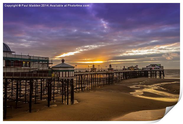 Blackpool North Pier at sunset Print by Paul Madden