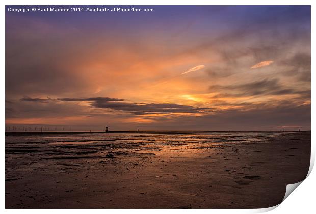 Crosby Beach after sunset Print by Paul Madden