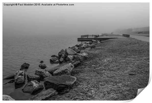 Crosby Marina Lake in the fog Print by Paul Madden