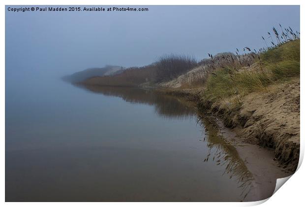 Foggy February Morning at the lakeside Print by Paul Madden