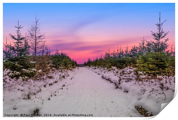 Moel Famau in the snow Print by Paul Madden