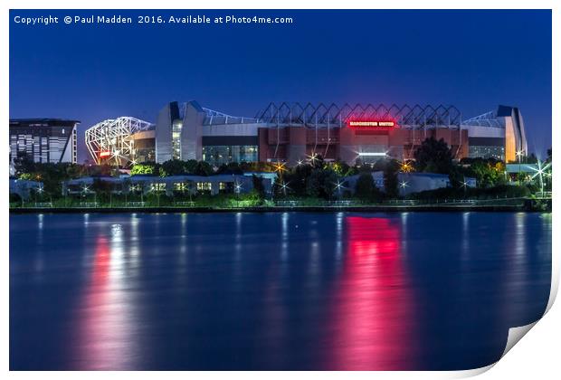 Old Trafford from Salford Quays Print by Paul Madden