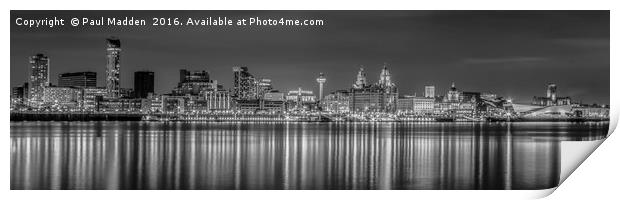 Liverpool skyline at night Print by Paul Madden