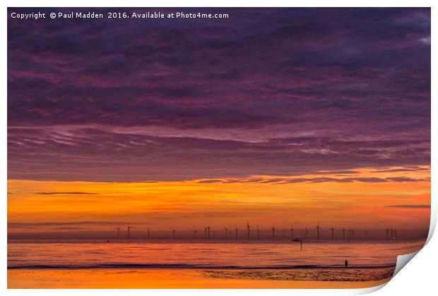 Sunset over the Irish Sea Print by Paul Madden