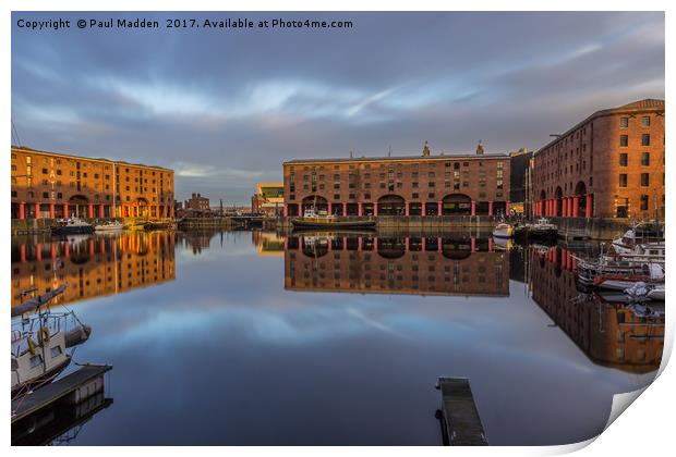 The Albert Dock in the morning Print by Paul Madden