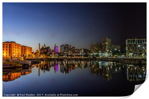 Salthouse Dock - Sunset to midnight Print by Paul Madden