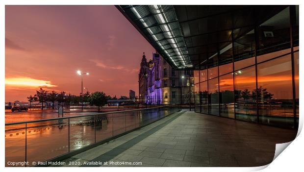Sunset from the Pier Head Liverpool Print by Paul Madden