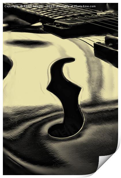 Guitar "f" hole, monochrome. Print by RSRD Images 
