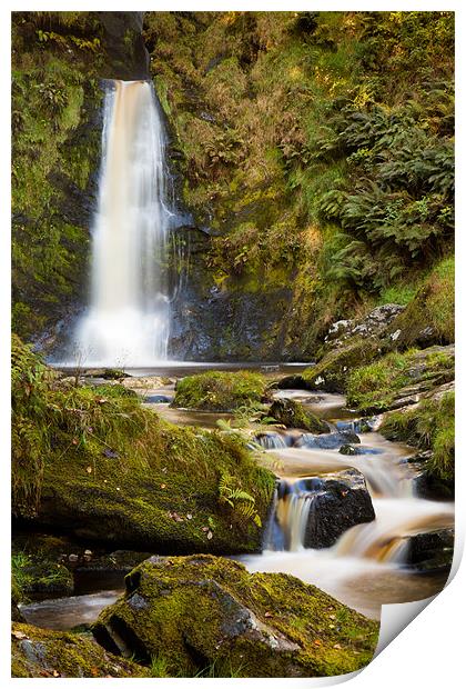 Pistyll Rhaeadr Lower Fall Print by David Craig Hughes