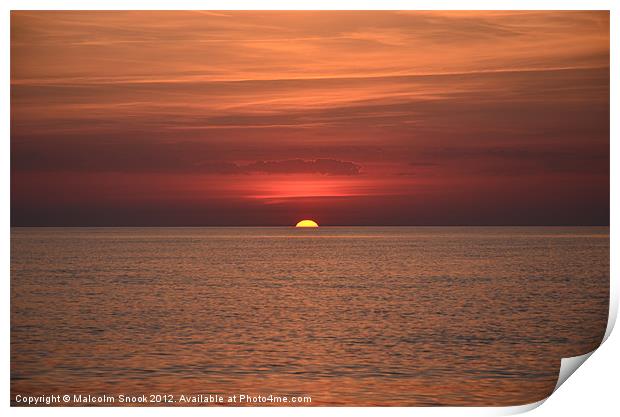 Sunset at sea Print by Malcolm Snook